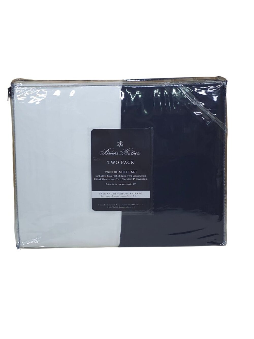 Brooks Brothers Two Sets Twin XL Sheets Fits Mattresses Up To 16” Navy & White